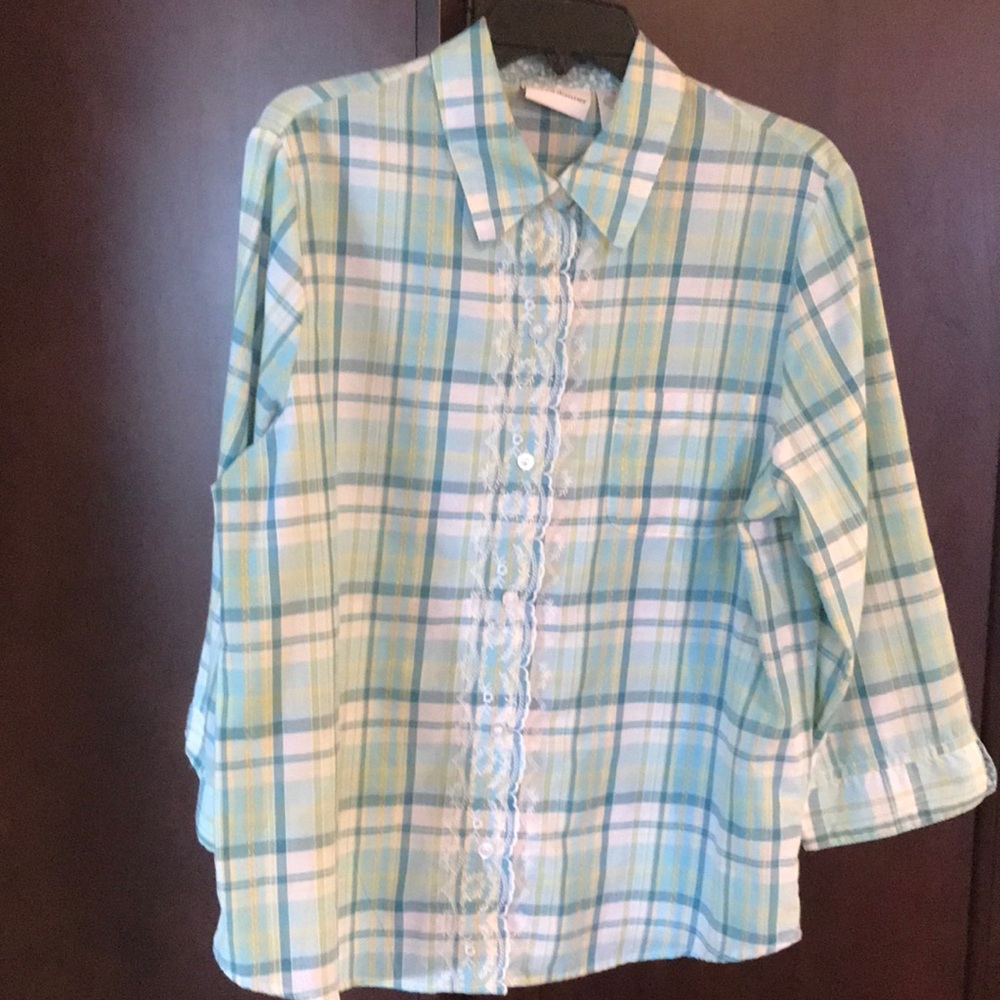 Alfred Dunner Blue Plaid Blouse